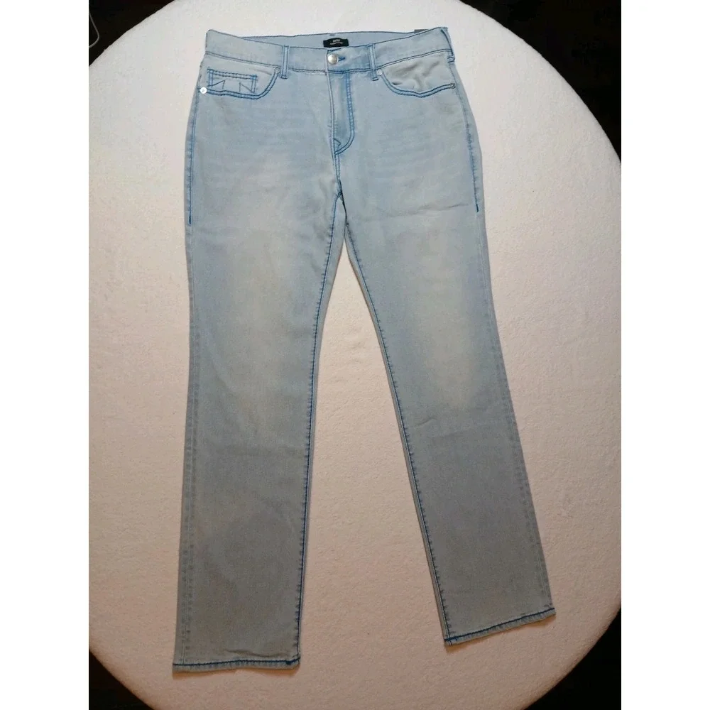 NWT True Religion Ricky Big T Straight Jeans 36x34 Light Endless Wash Blue